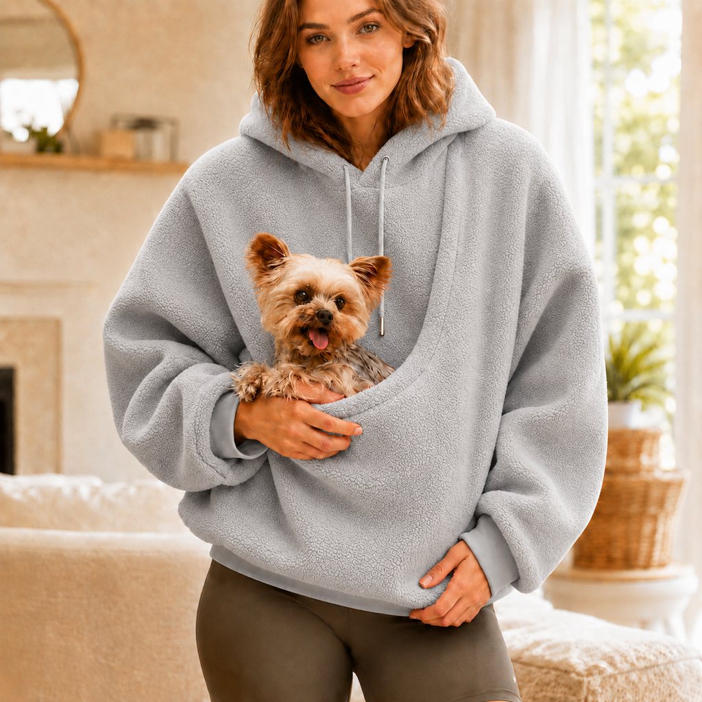 Malloren Cozy Pet Pouch Sherpa Hoodie for Small Dogs & Cats – Keep Them Close at Home & on Casual Outings