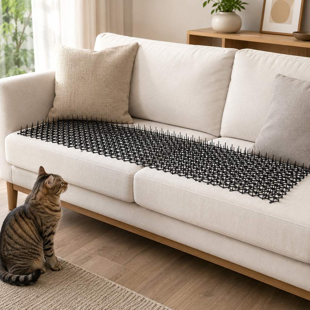 Malloren Modular Cat Deterrent Mats for Sofas & Gardens - Helps Stop Scratching & Digging