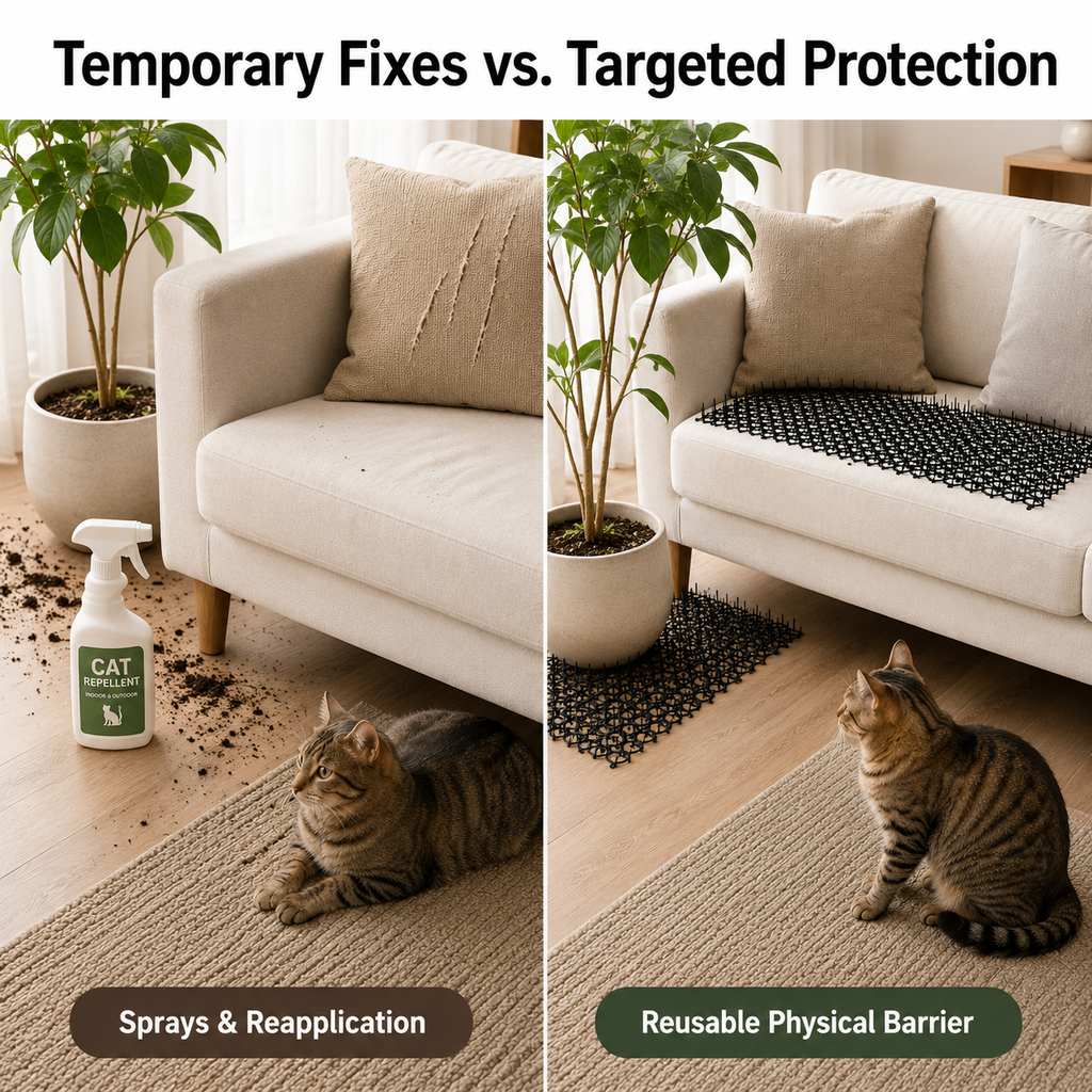 Malloren Modular Cat Deterrent Mats for Sofas & Gardens - Helps Stop Scratching & Digging