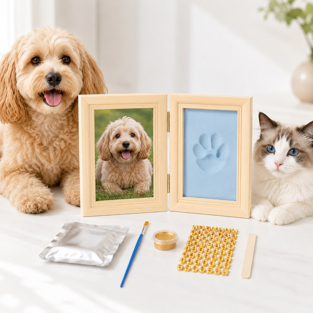Malloren Pet Paw Print Frame Kit for Dogs & Cats - DIY Keepsake Photo Frame for Home Display, First Paw Memories & Pet Loss Sympathy Gift