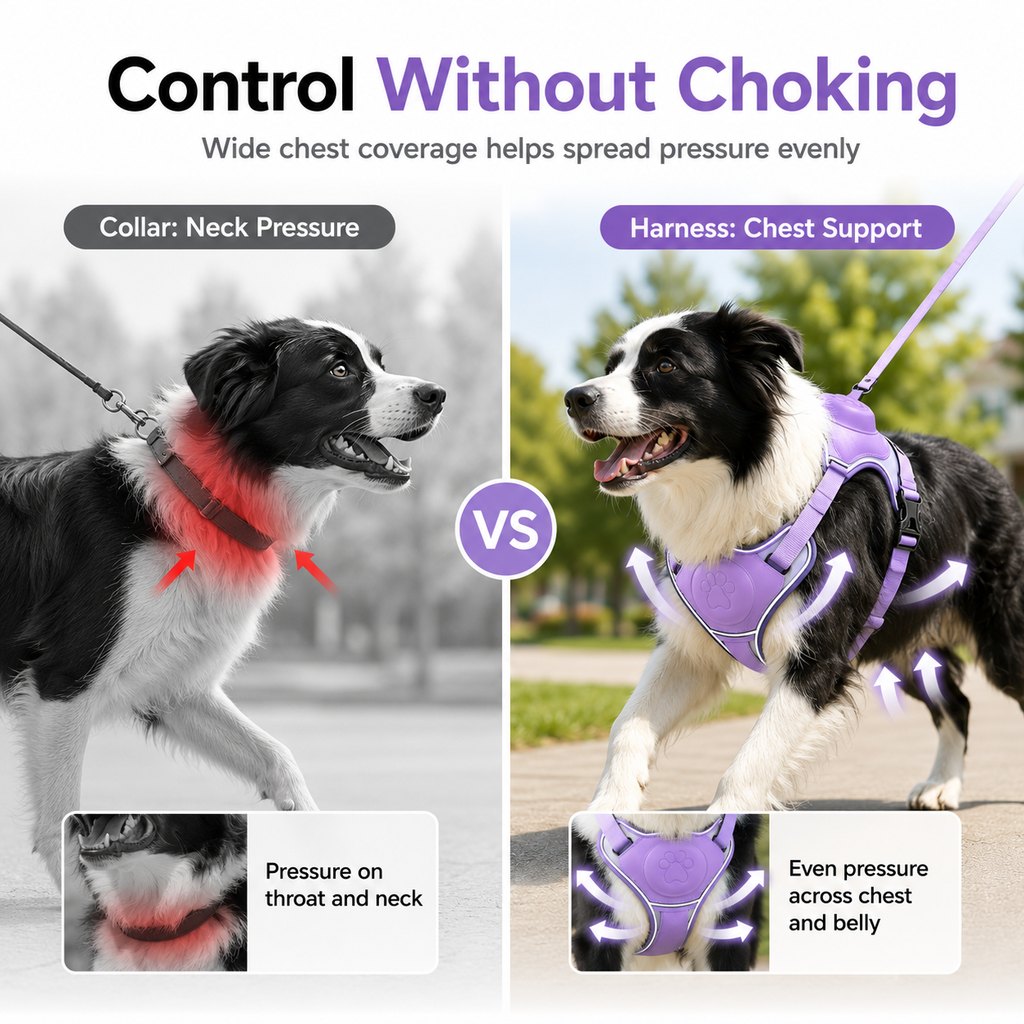 Malloren No-Pull Reflective Dog Harness with Built-In Retractable Leash for Safer Daily Walks