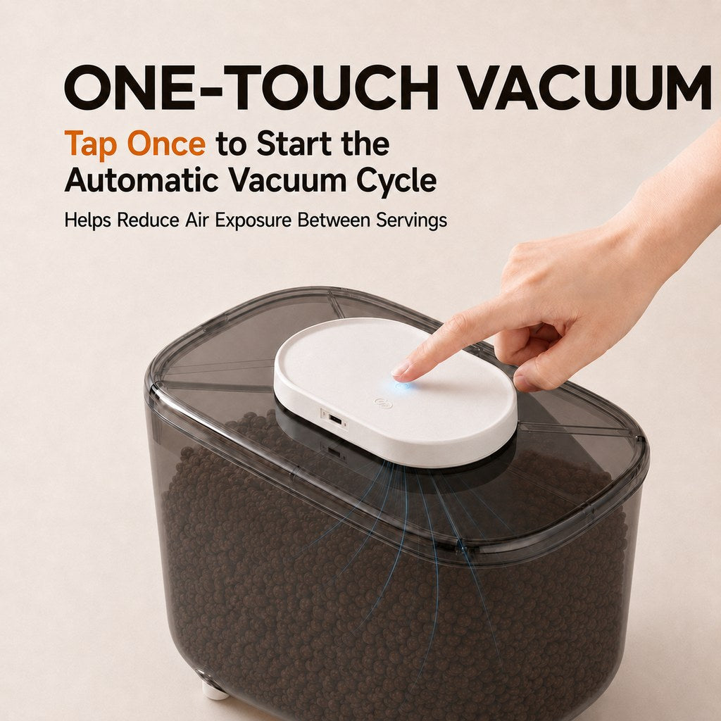 Malloren 10L Automatic Vacuum Pet Food Storage Container for Pantry & Feeding Stations - Helps Reduce Air Exposure Between Meals