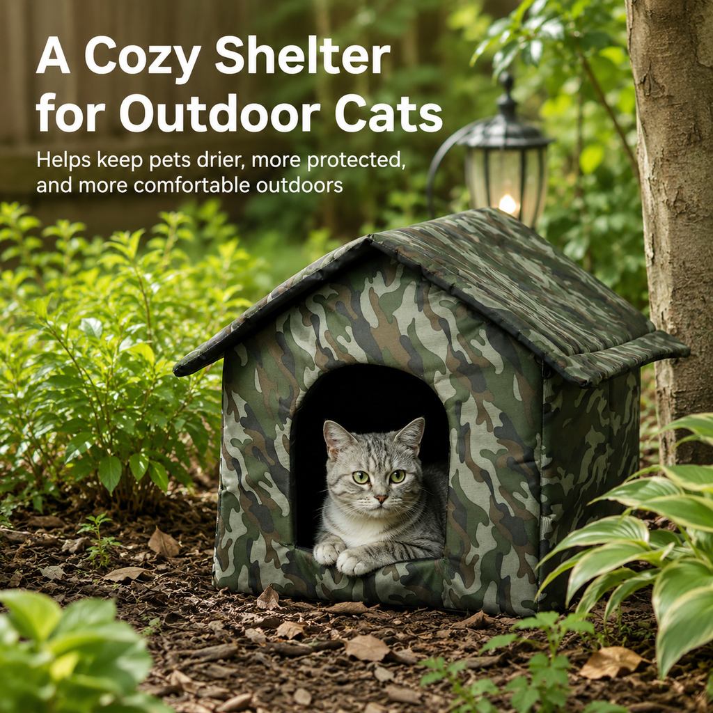 Malloren Weather-Resistant Outdoor Cat House for Porches & Backyards - Cozy Shelter for Cats & Small Dogs