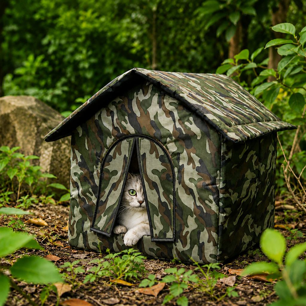 Malloren Weather-Resistant Outdoor Cat House for Porches & Backyards - Cozy Shelter for Cats & Small Dogs