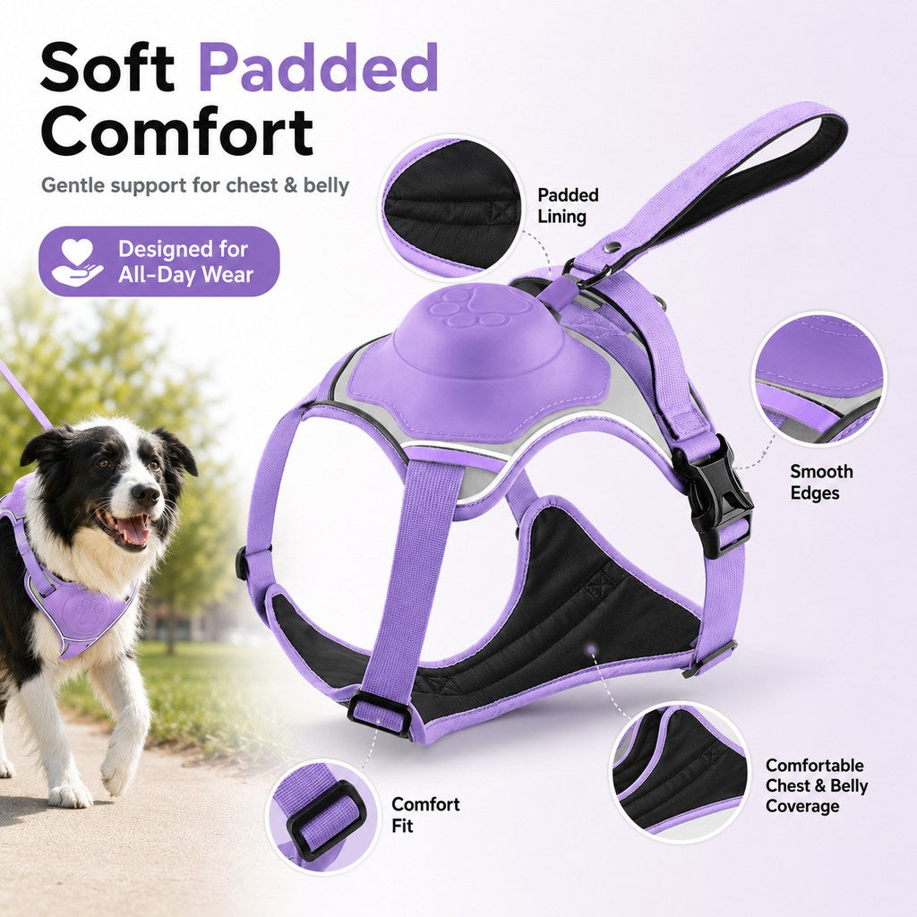 Malloren No-Pull Reflective Dog Harness with Built-In Retractable Leash for Safer Daily Walks