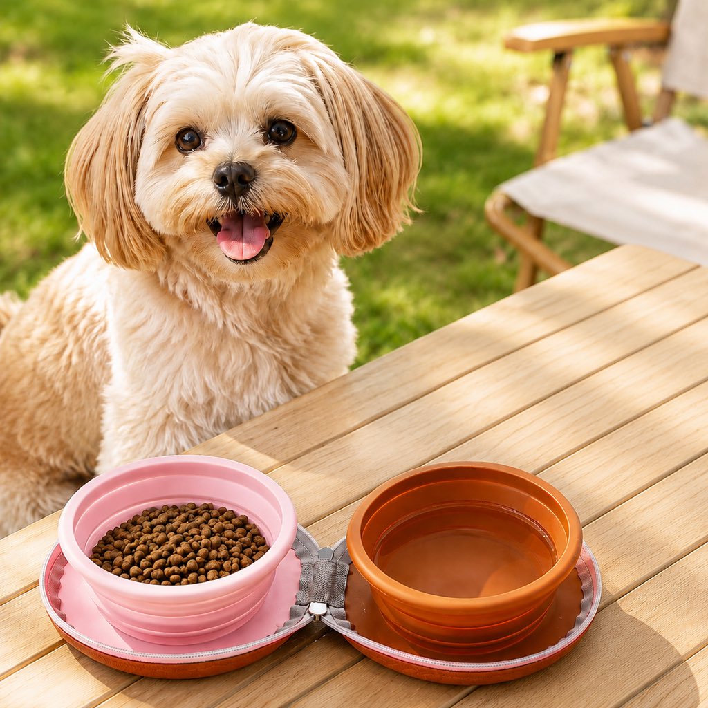 Malloren 2-in-1 Collapsible Pet Travel Bowl for Walks, Parks & Road Trips - Feed and Hydrate Small Dogs or Cats Anywhere