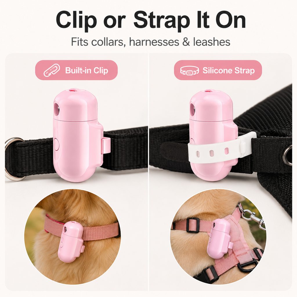 Malloren PawGlow Pink Breed Projector Dog Light for Night Walks - USB Rechargeable Clip-On Pet Light for Extra Visibility & Fun