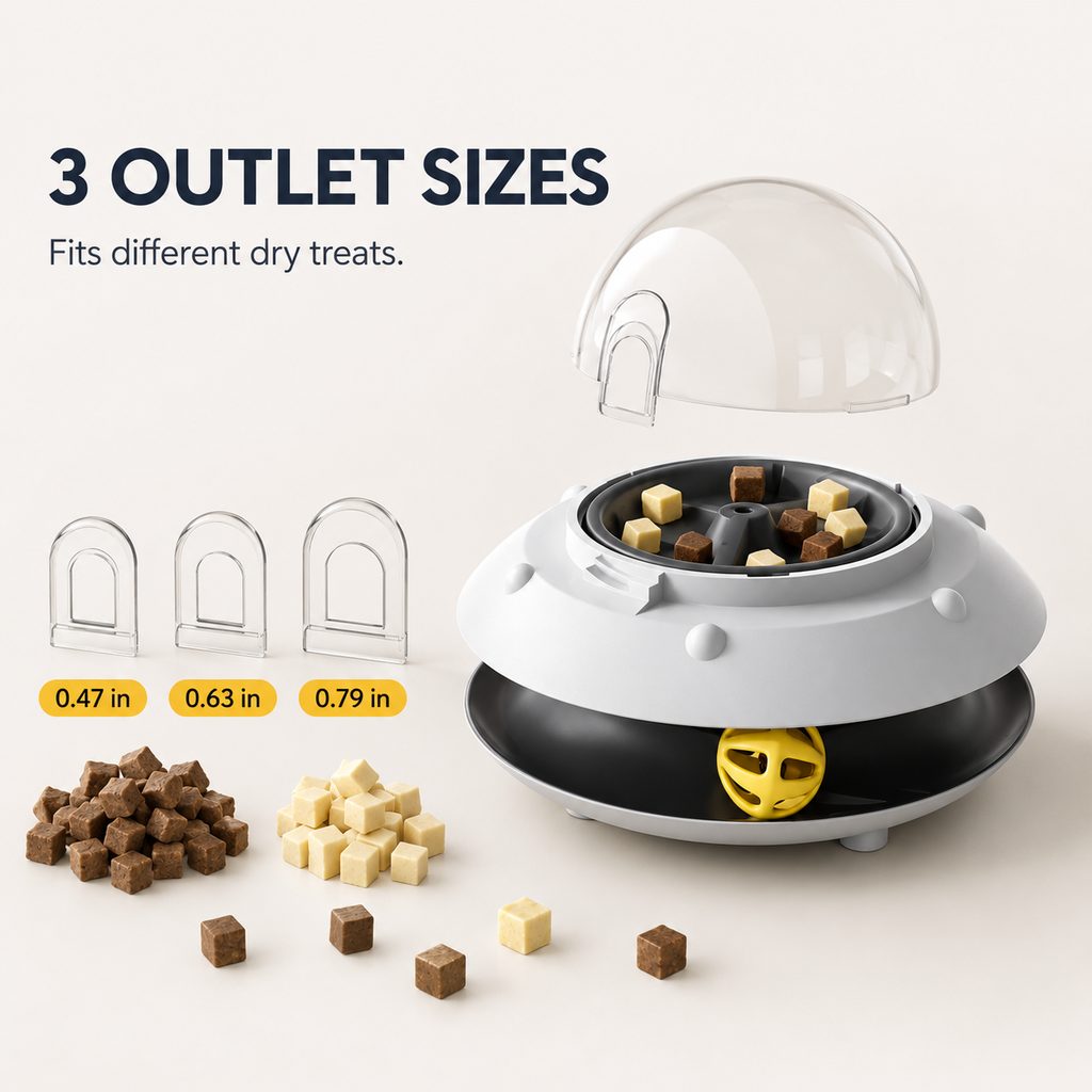 Malloren PawOrbit UFO Motion-Activated Cat Treat Dispenser Toy - Interactive Puzzle Feeder for Indoor Cats, Keeps Cats Busy While You Work