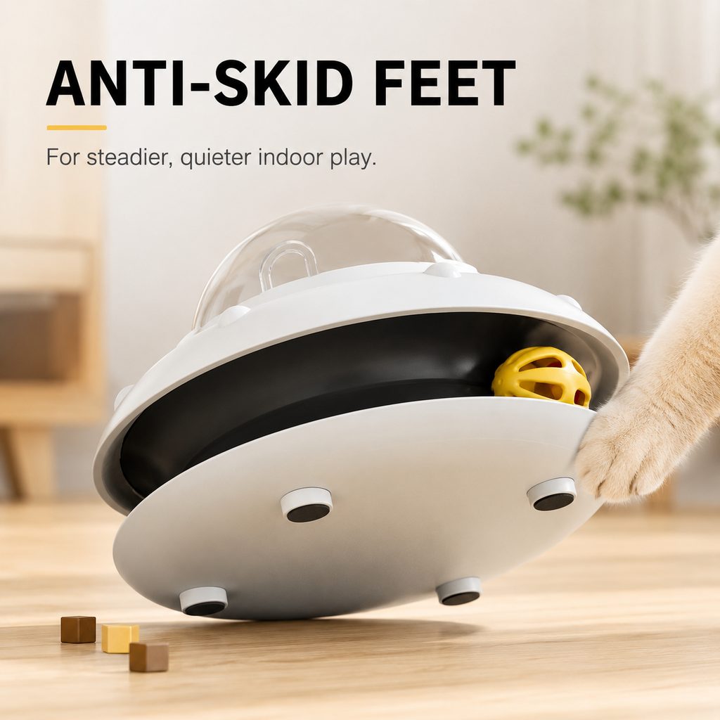 Malloren PawOrbit UFO Motion-Activated Cat Treat Dispenser Toy - Interactive Puzzle Feeder for Indoor Cats, Keeps Cats Busy While You Work