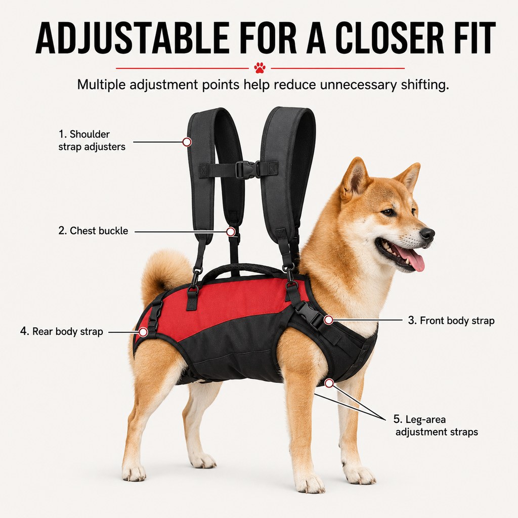 Malloren Hands-Free Dog Carrier Harness Backpack for Walks, Hiking & Travel — Carry Tired Small & Medium Dogs Comfortably