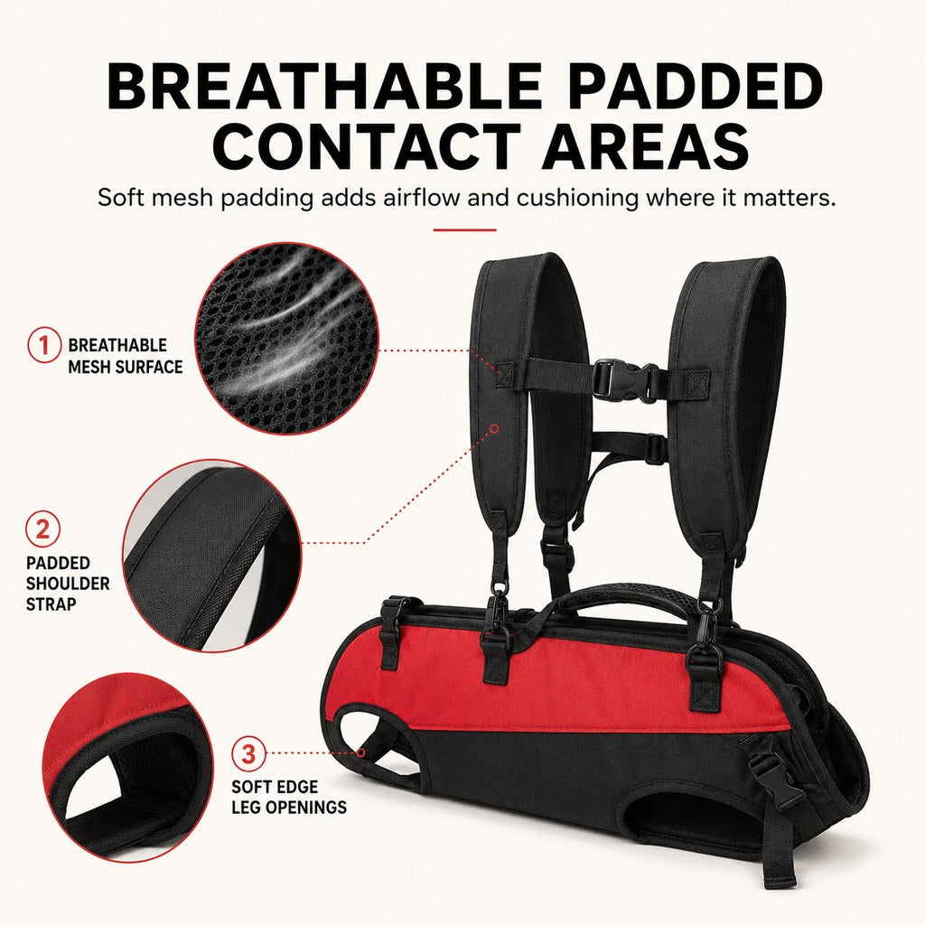 Malloren Hands-Free Dog Carrier Harness Backpack for Walks, Hiking & Travel — Carry Tired Small & Medium Dogs Comfortably