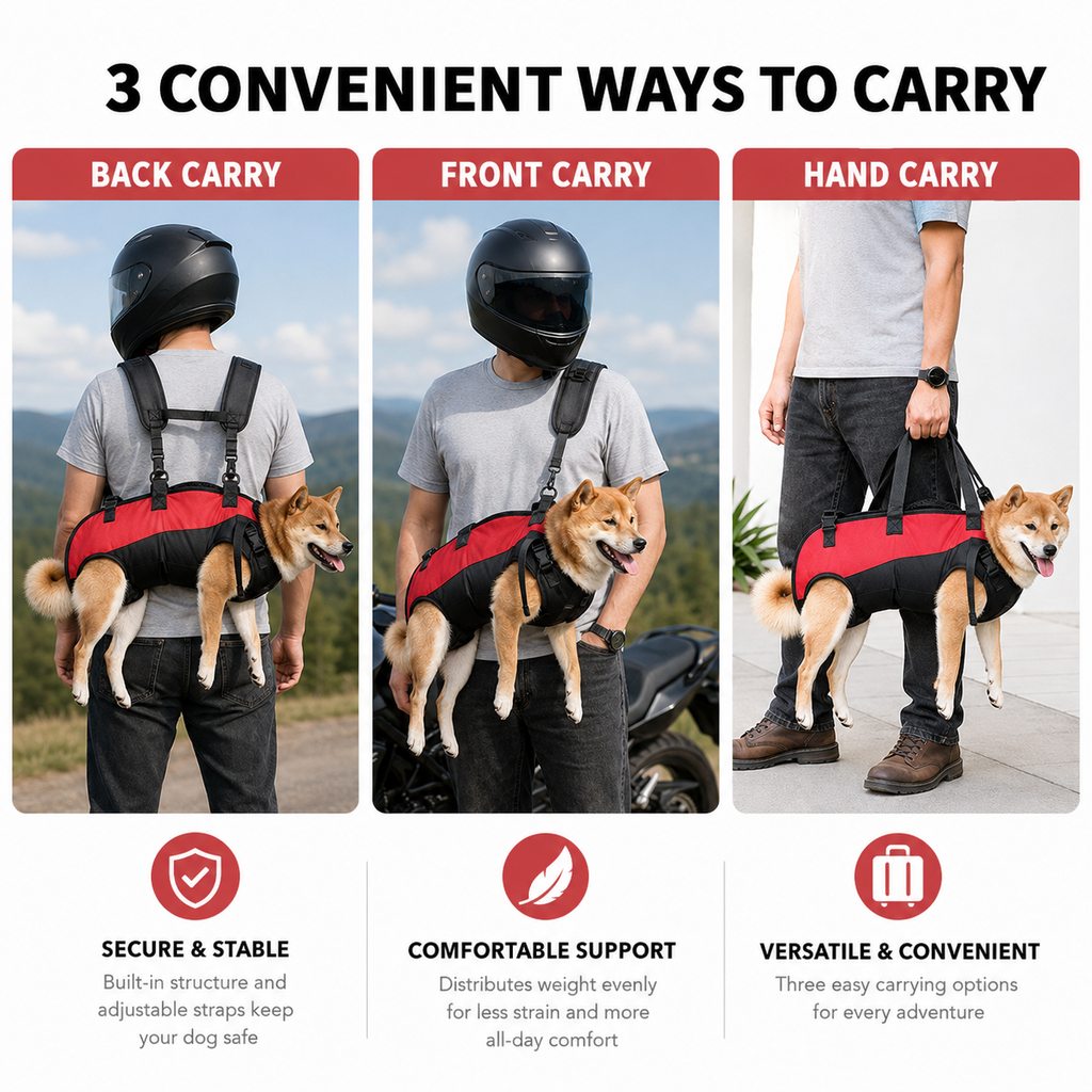 Malloren Hands-Free Dog Carrier Harness Backpack for Walks, Hiking & Travel — Carry Tired Small & Medium Dogs Comfortably
