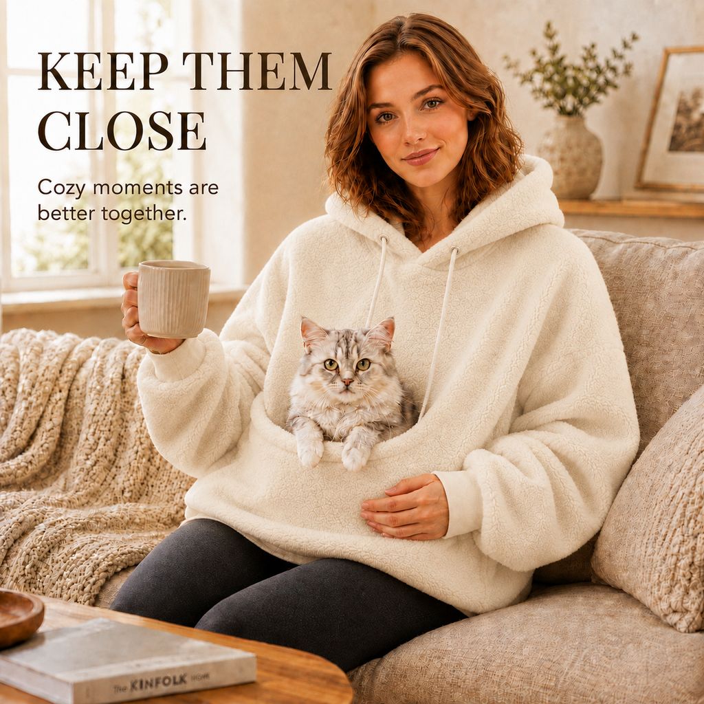 Malloren Cozy Pet Pouch Sherpa Hoodie for Small Dogs & Cats – Keep Them Close at Home & on Casual Outings