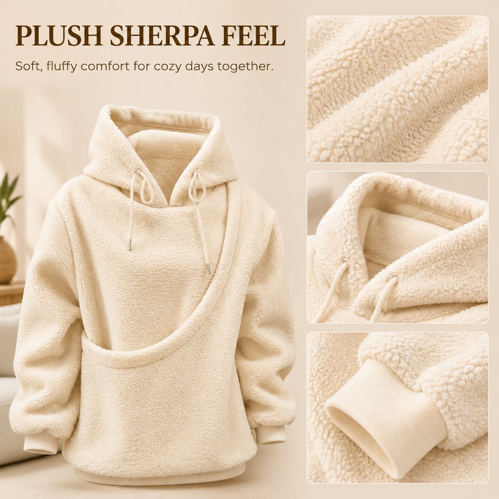 Malloren Cozy Pet Pouch Sherpa Hoodie for Small Dogs & Cats – Keep Them Close at Home & on Casual Outings