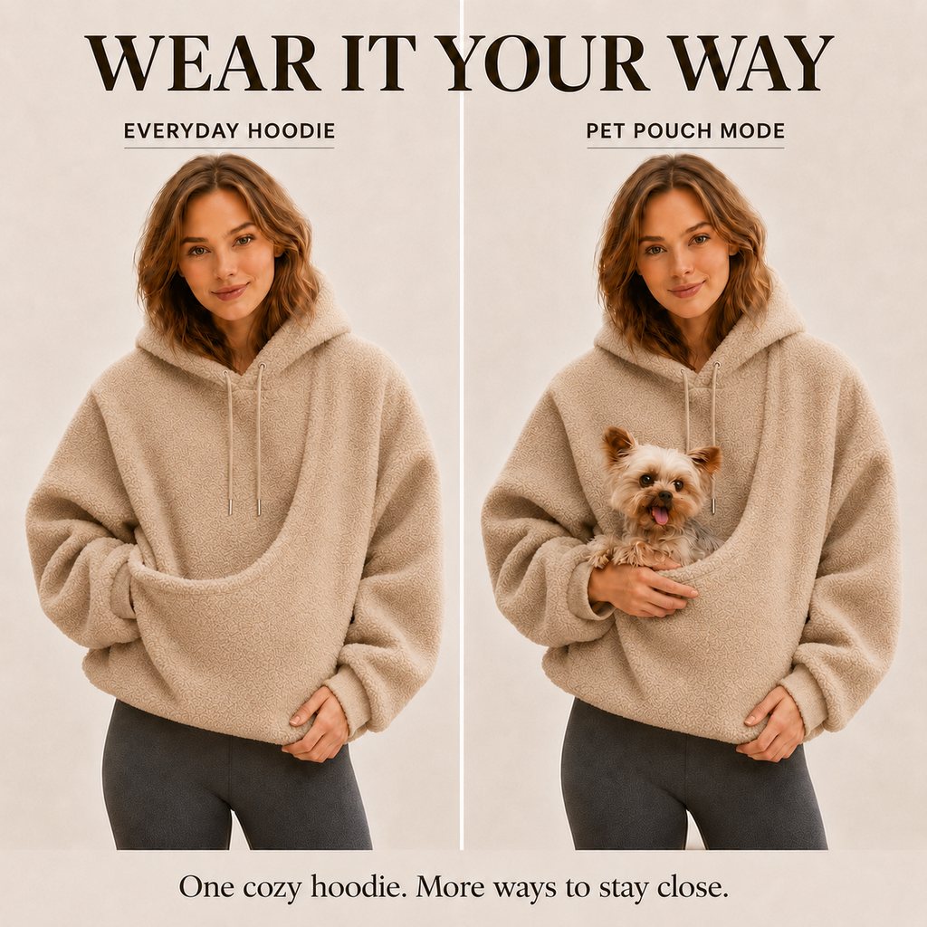 Malloren Cozy Pet Pouch Sherpa Hoodie for Small Dogs & Cats – Keep Them Close at Home & on Casual Outings