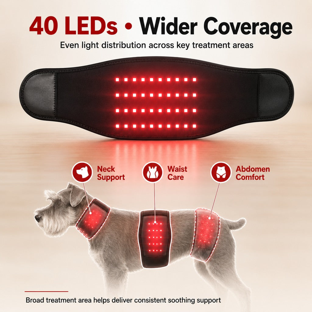 Malloren Pet Red Light Therapy Belt for Dogs & Cats Neck, Waist & Abdomen Comfort Wrap