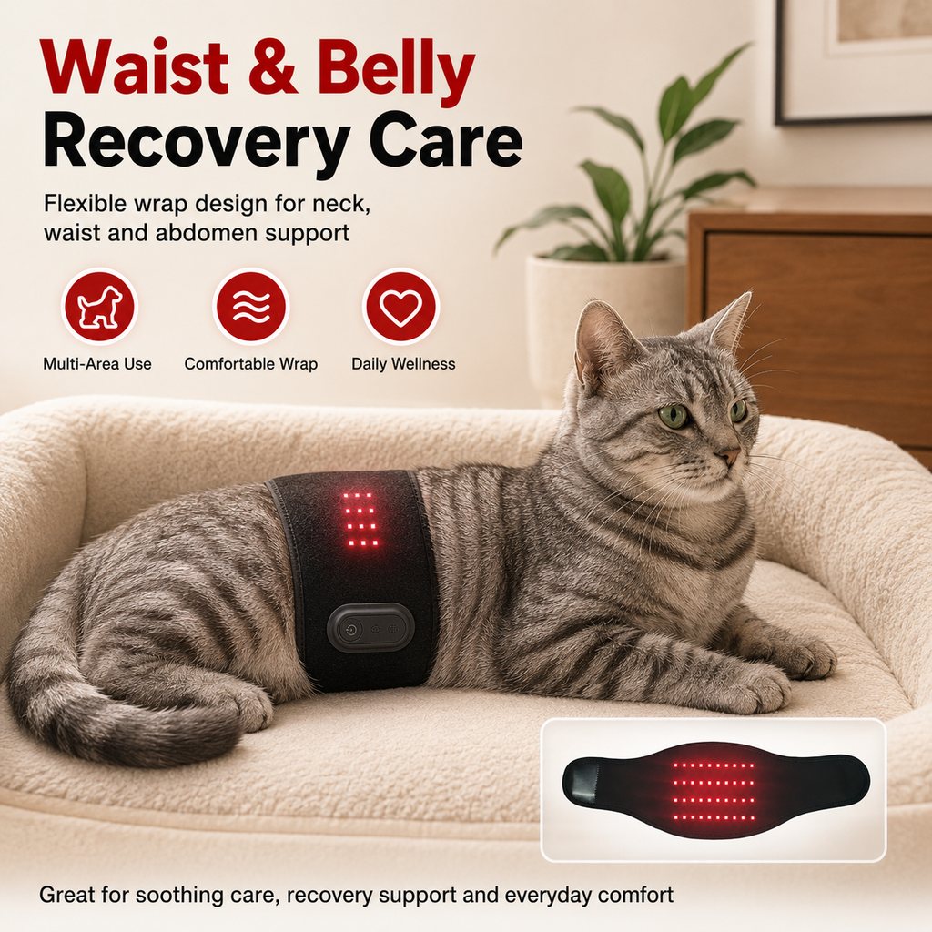 Malloren Pet Red Light Therapy Belt for Dogs & Cats Neck, Waist & Abdomen Comfort Wrap