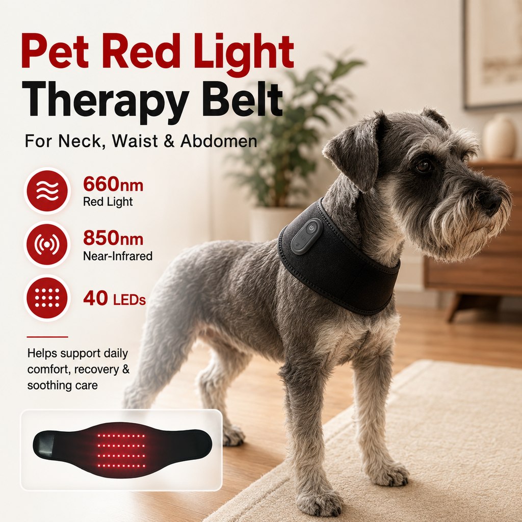 Malloren Pet Red Light Therapy Belt for Dogs & Cats Neck, Waist & Abdomen Comfort Wrap