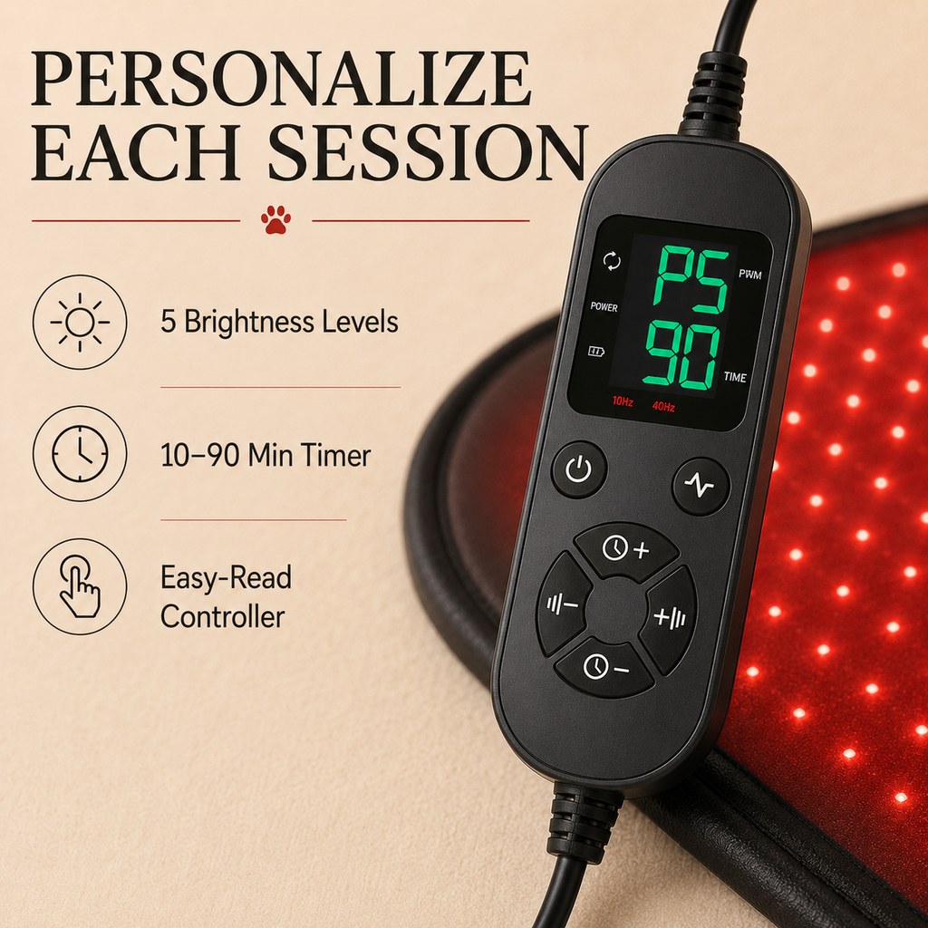 Malloren Pet Red & Near-Infrared Light Wellness Mat - Hands-Free At-Home Comfort for Senior, Active & Resting Dogs