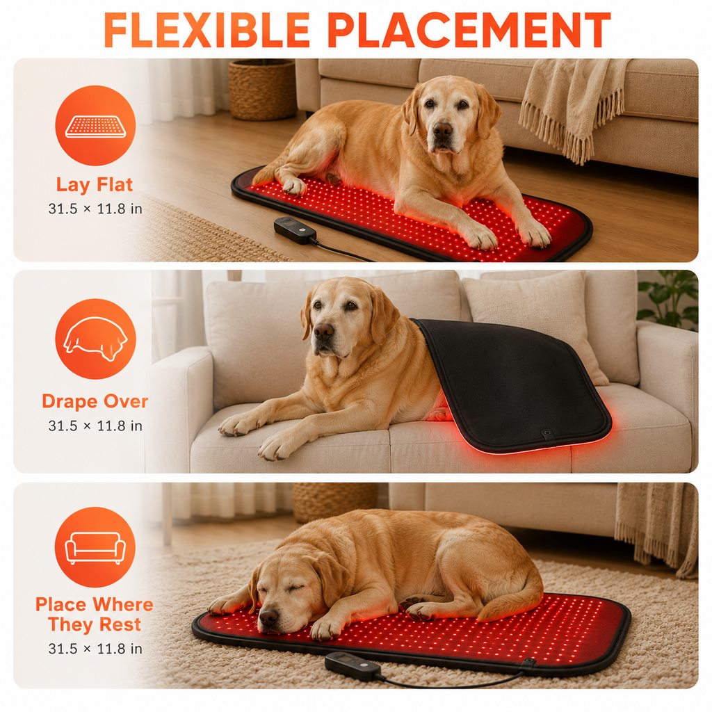 Malloren Pet Red & Near-Infrared Light Wellness Mat - Hands-Free At-Home Comfort for Senior, Active & Resting Dogs