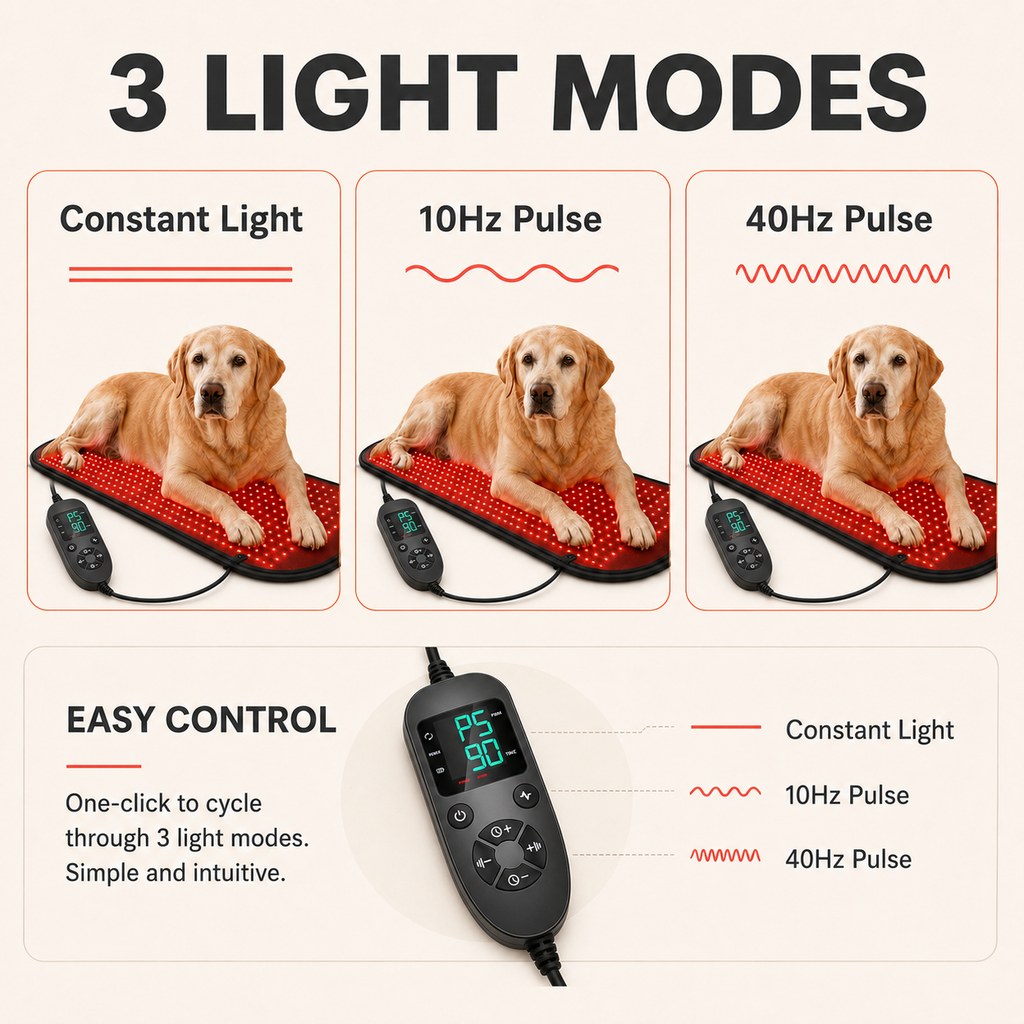 Malloren Pet Red & Near-Infrared Light Wellness Mat - Hands-Free At-Home Comfort for Senior, Active & Resting Dogs