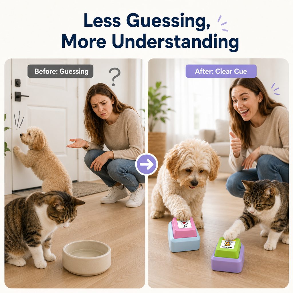 Malloren PawTalk Recordable Pet Communication Button for Dogs & Cats - Voice Training Toy for Food, Water, Walks & Play