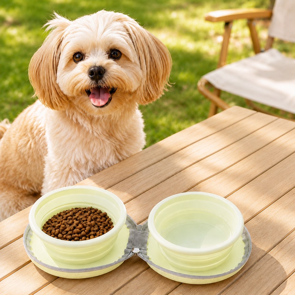 Malloren 2-in-1 Collapsible Pet Travel Bowl for Walks, Parks & Road Trips - Feed and Hydrate Small Dogs or Cats Anywhere