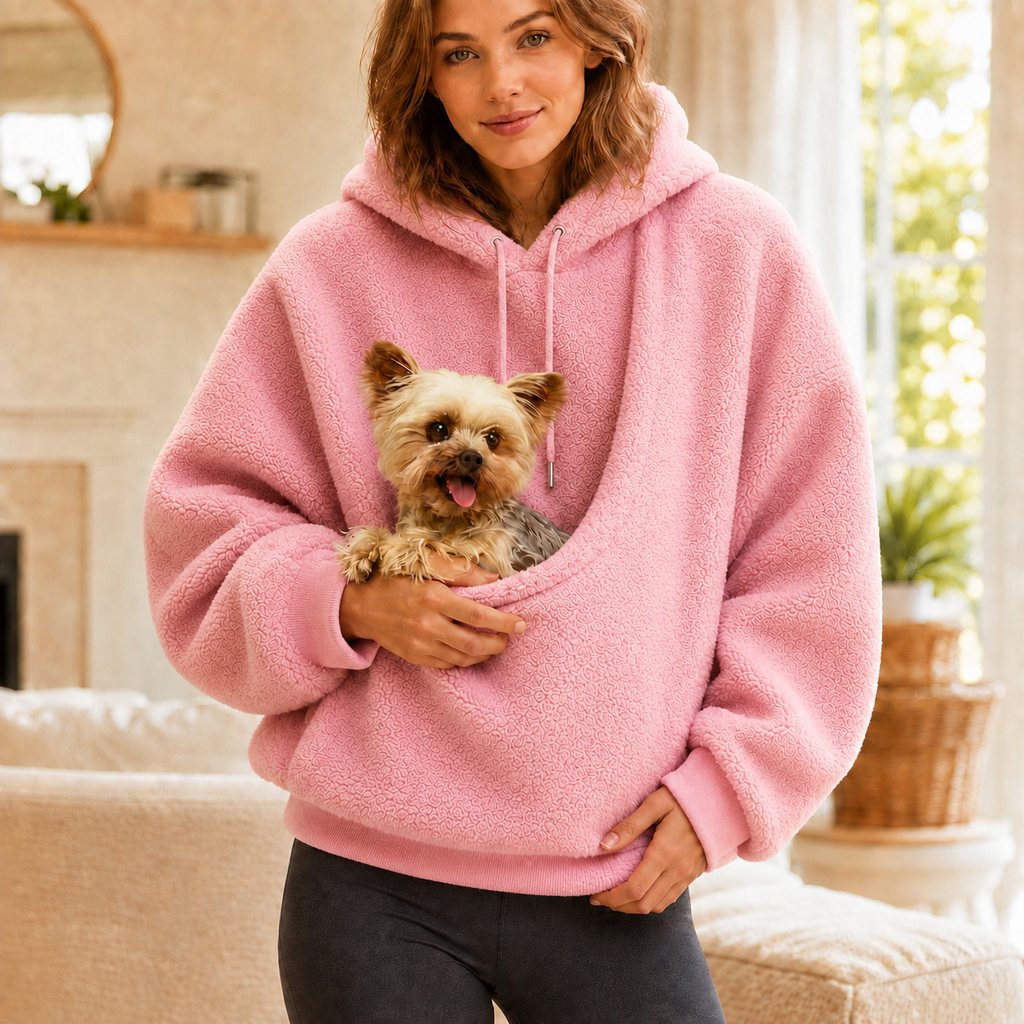 Malloren Cozy Pet Pouch Sherpa Hoodie for Small Dogs & Cats – Keep Them Close at Home & on Casual Outings