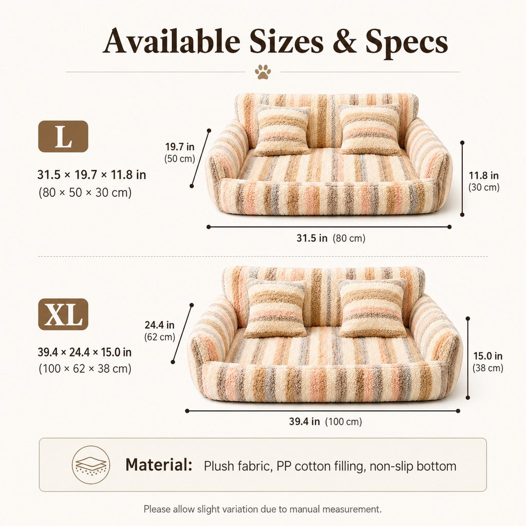 Malloren Cozy Plush Dog Sofa Bed for Living Rooms - Soft Bolstered Support for Everyday Naps
