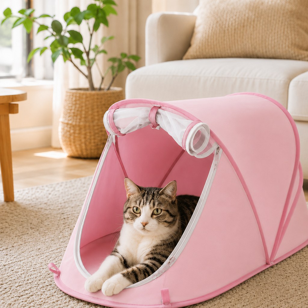 Malloren Portable Foldable Pet Tent for Cats & Small Dogs - Cozy Private Resting Space for Home, Patio & Camping