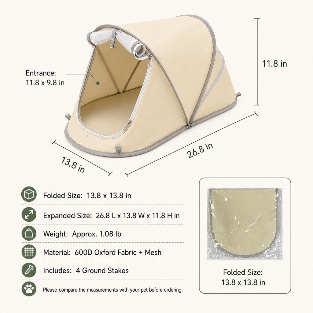 Malloren Portable Foldable Pet Tent for Cats & Small Dogs - Cozy Private Resting Space for Home, Patio & Camping