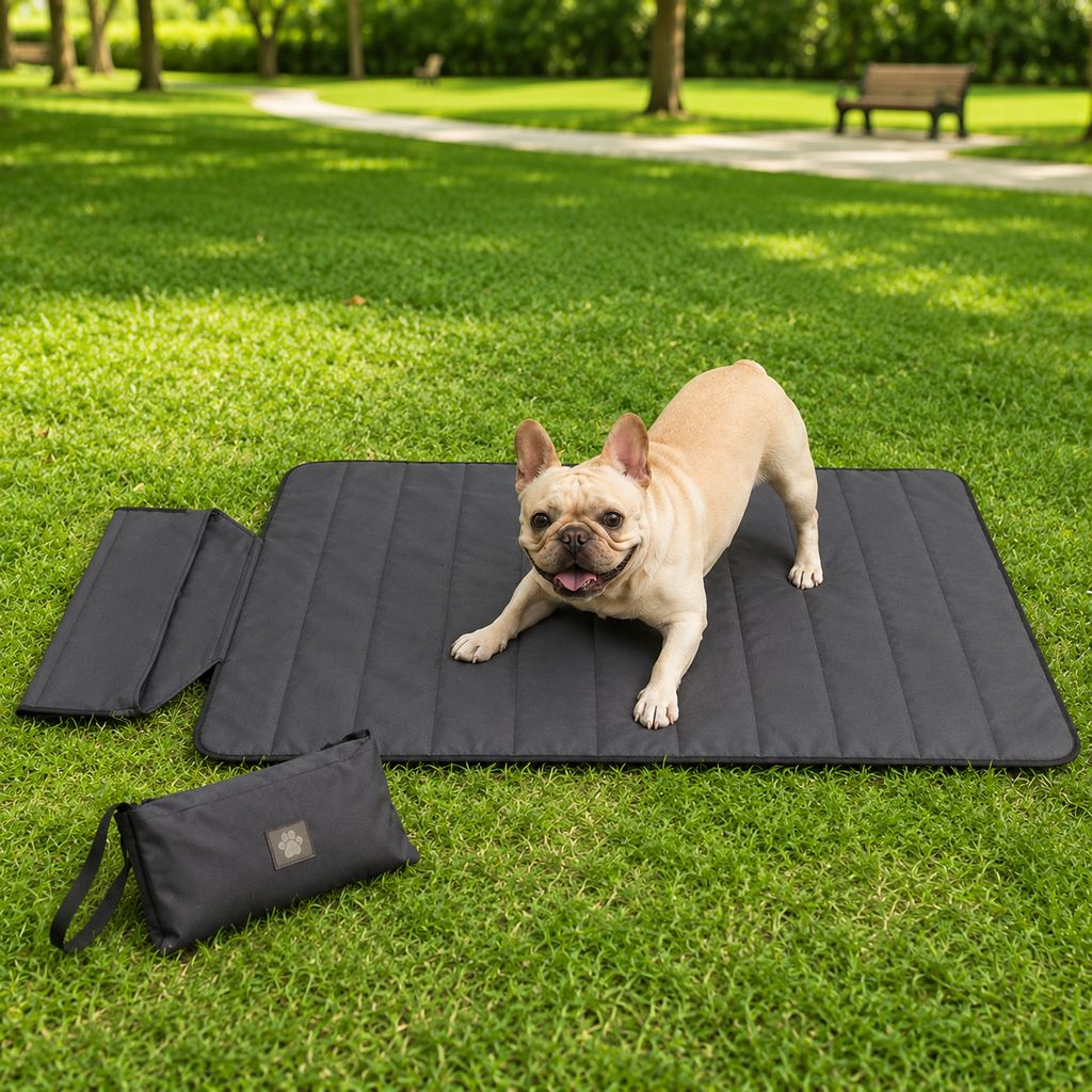 Malloren Portable Outdoor Pet Mat with Carry Bag - Foldable Travel Dog Blanket for Parks, Camping & Road Trips