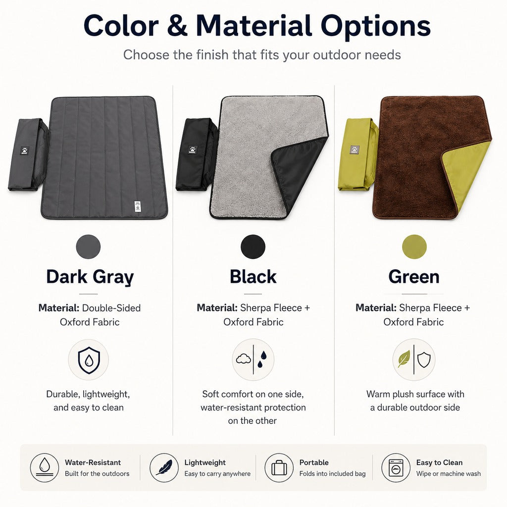 Malloren Portable Outdoor Pet Mat with Carry Bag - Foldable Travel Dog Blanket for Parks, Camping & Road Trips