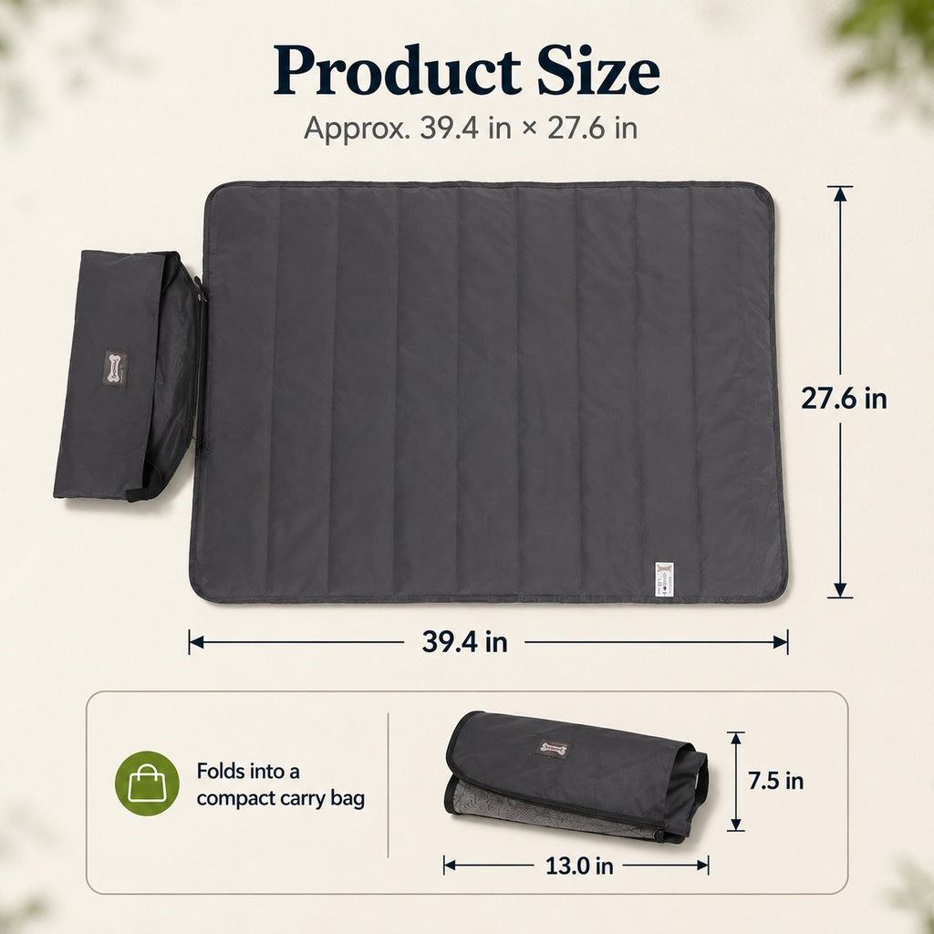 Malloren Portable Outdoor Pet Mat with Carry Bag - Foldable Travel Dog Blanket for Parks, Camping & Road Trips