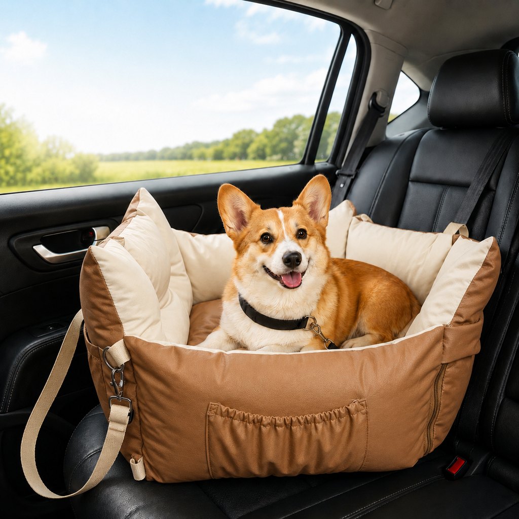 Malloren Portable Pet Car Bed for Road Trips, Camping & Home Lounging - Cozy, Secure Rest Spot for Small to Medium Dogs