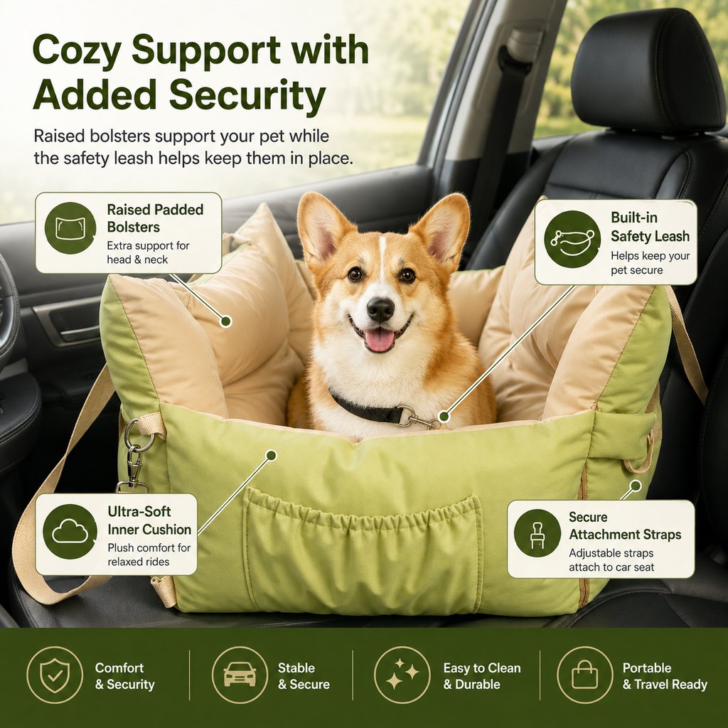 Malloren Portable Pet Car Bed for Road Trips, Camping & Home Lounging - Cozy, Secure Rest Spot for Small to Medium Dogs