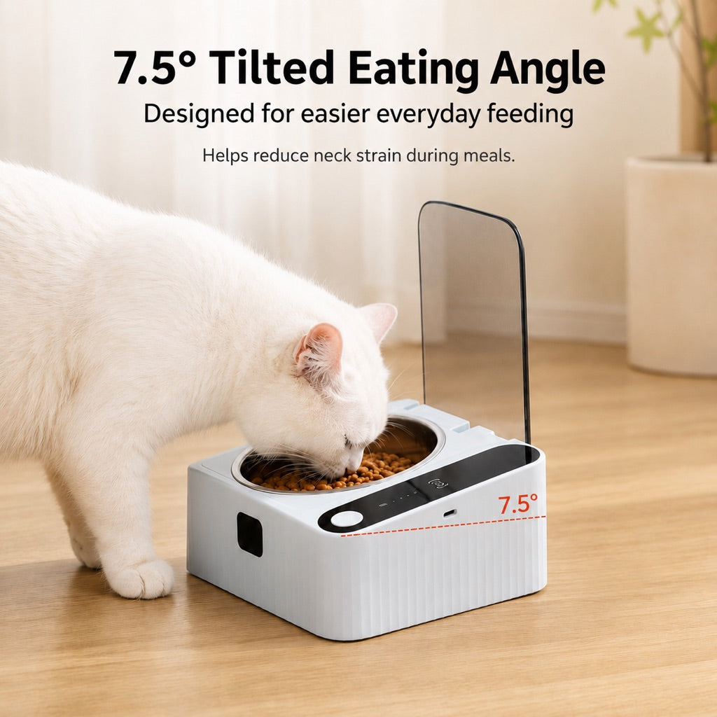 Malloren Smart Motion Sensor Covered Cat Bowl for Cleaner Indoor Feeding - Auto Open Lid Helps Keep Food Covered from Dust, Hair & Flies