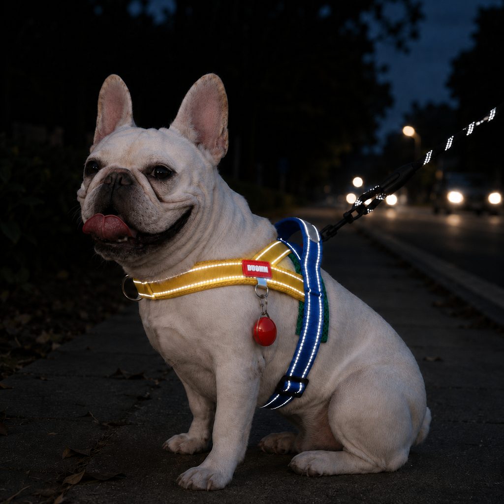 Malloren No-Choke French Bulldog Harness & Leash Set for Daily Walks - Reflective, Easy-Control Fit for Broad-Chest Dogs
