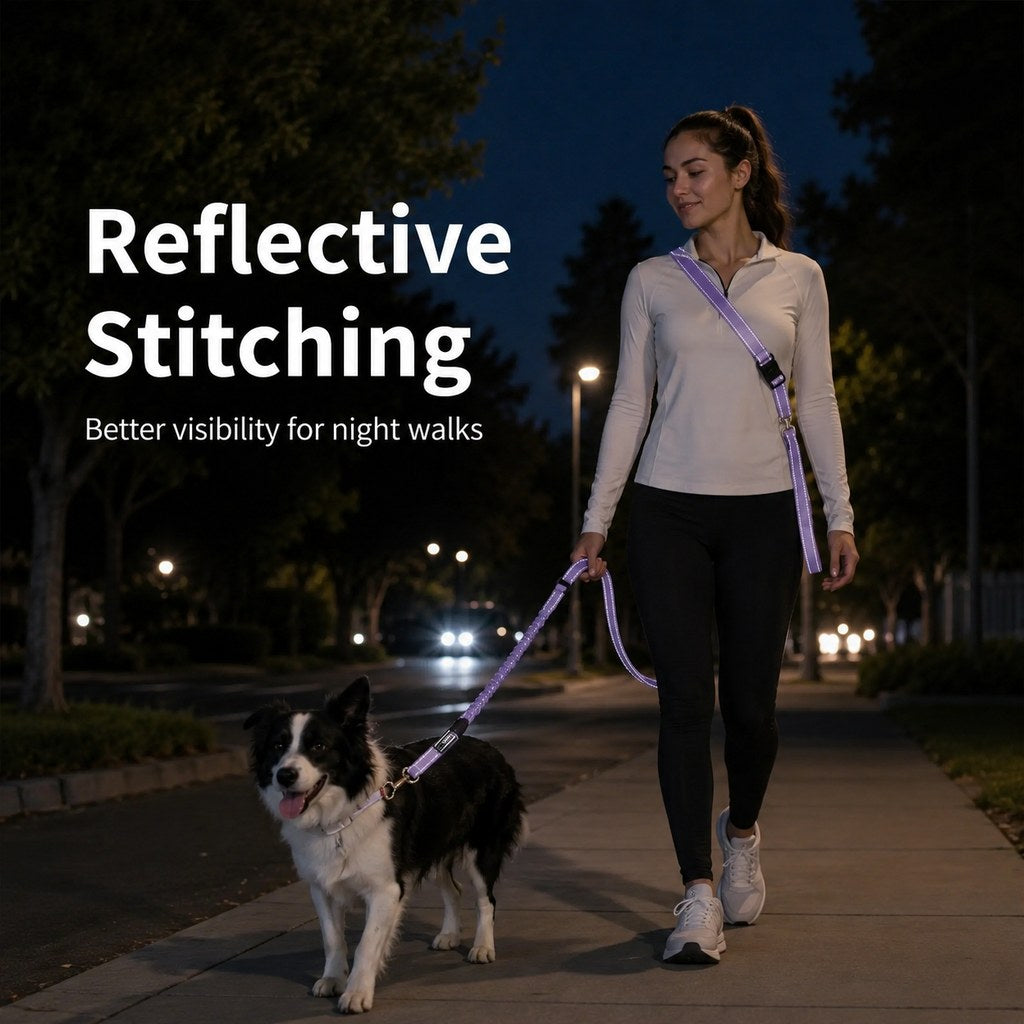 Malloren Hands-Free Shock-Absorbing Dog Leash for Running, Walking & Car Travel - Bungee Leash Helps Reduce Pulling