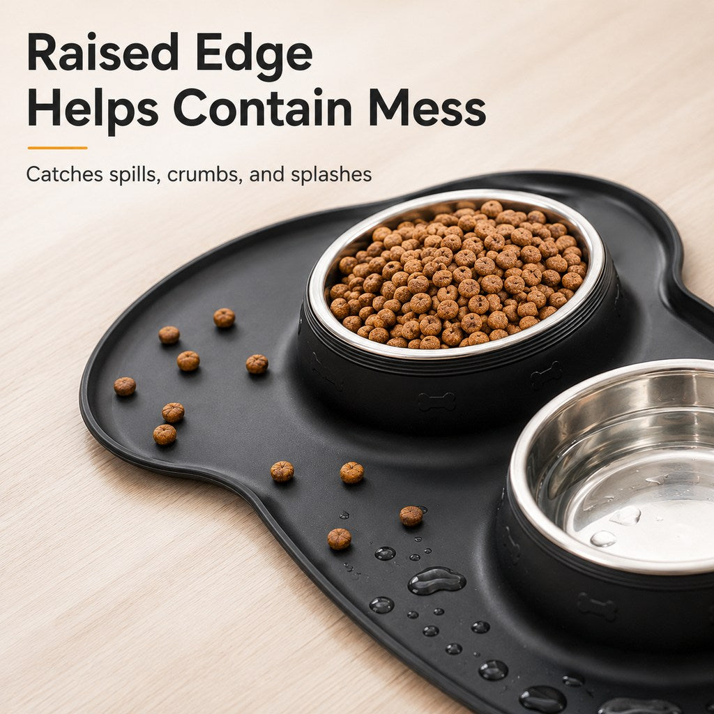 Malloren Spill-Proof Dual Pet Bowl for Cats & Dogs - Mess-Free Food & Water Station for Cleaner Floors