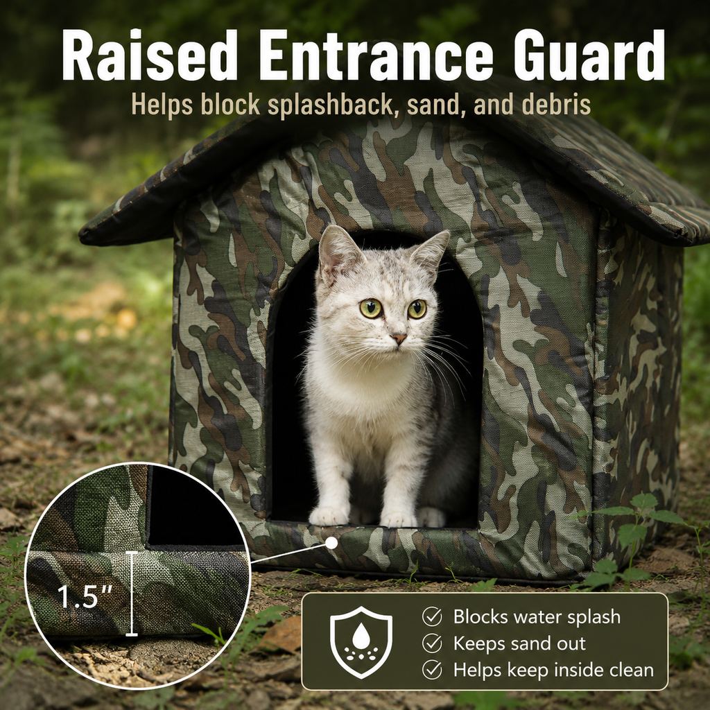 Malloren Weather-Resistant Outdoor Cat House for Porches & Backyards - Cozy Shelter for Cats & Small Dogs