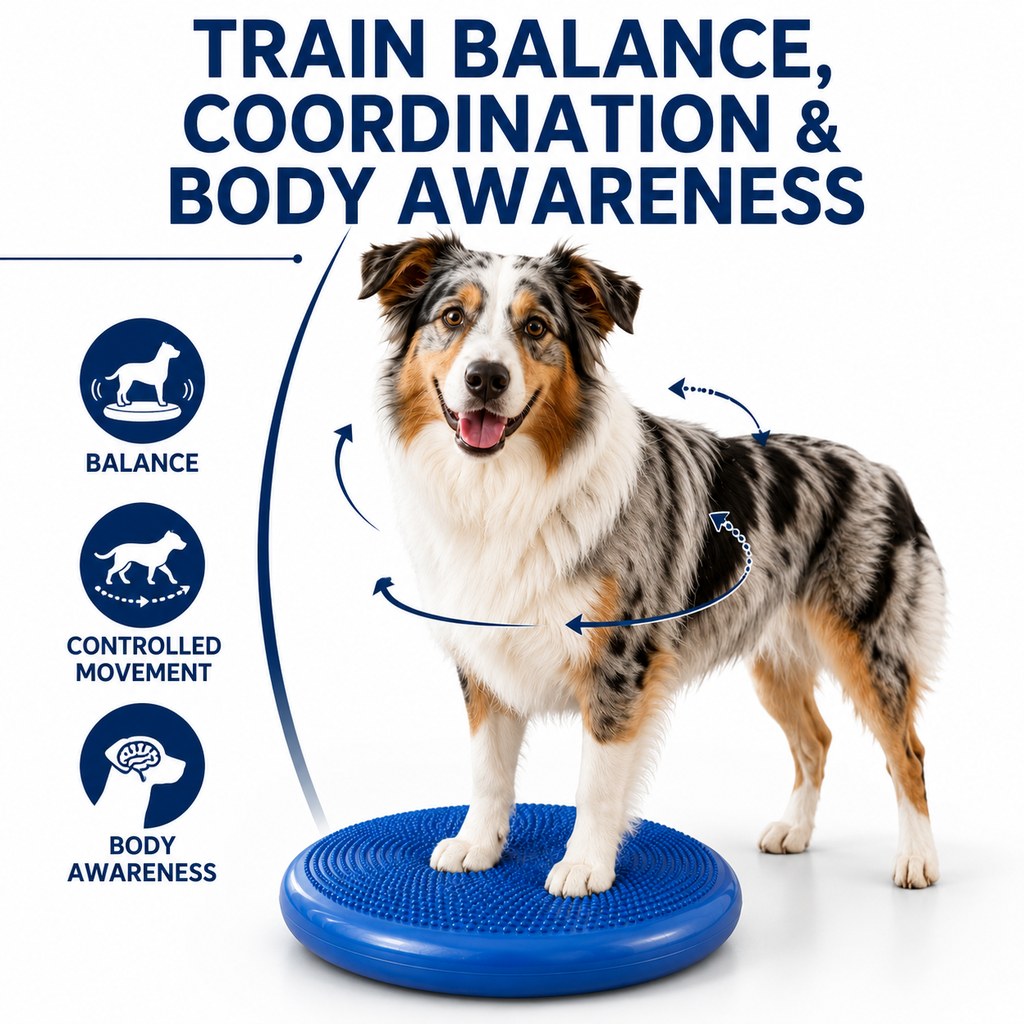 Malloren Inflatable Dog Balance Disc with Pump - At-Home Balance & Coordination Training for Dogs with Limited Exercise Space