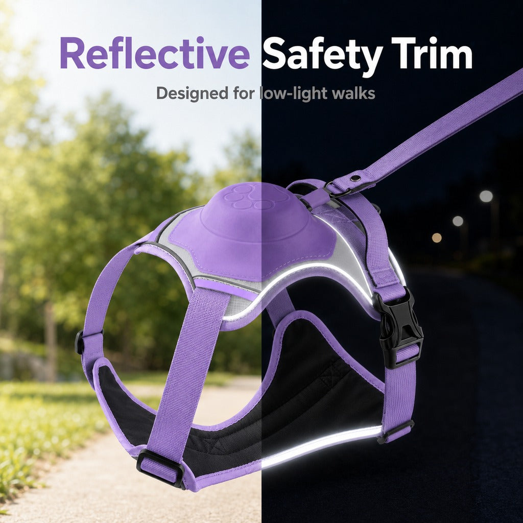 Malloren No-Pull Reflective Dog Harness with Built-In Retractable Leash for Safer Daily Walks