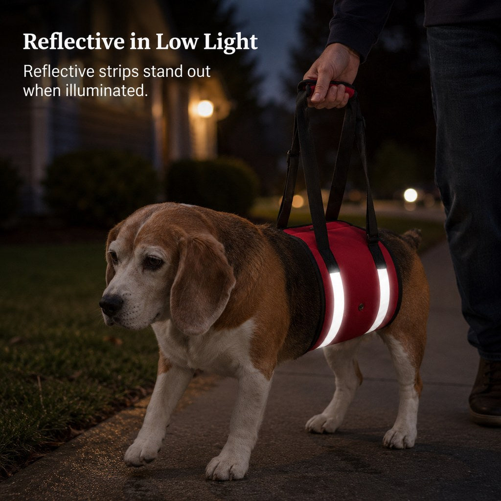 Malloren Reflective Dog Lift Support Sling - Belly Assist for Dogs with Limited Mobility on Stairs, Walks & Car Entry