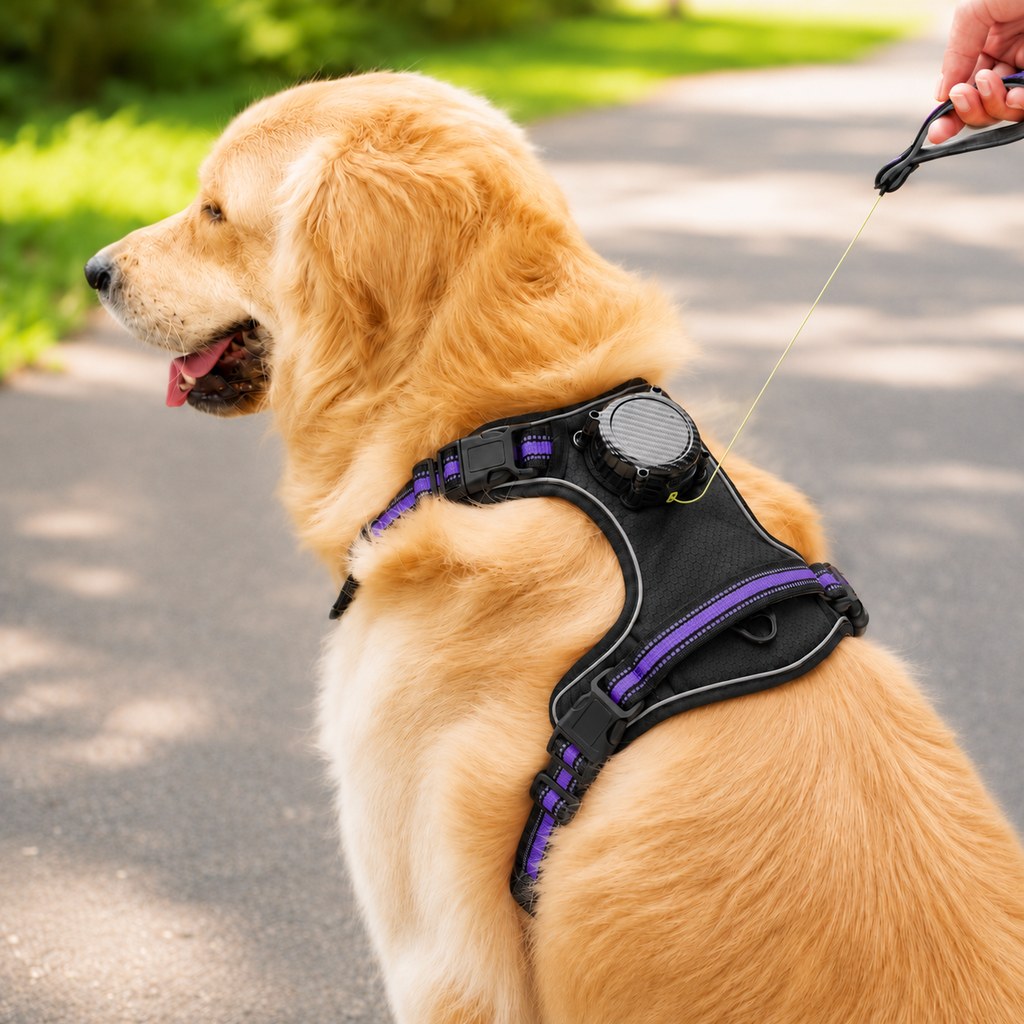 Malloren 2-in-1 Reflective Dog Harness with Built-In Retractable Leash for Daily Walks - Close Control for Pulling Dogs