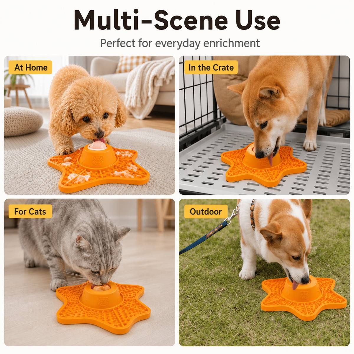 Malloren Interactive Rolling Ball Slow Feeder Lick Mat for Dogs & Cats - Keeps Fast Eaters Busy During Meals, Grooming & Frozen Treat Time