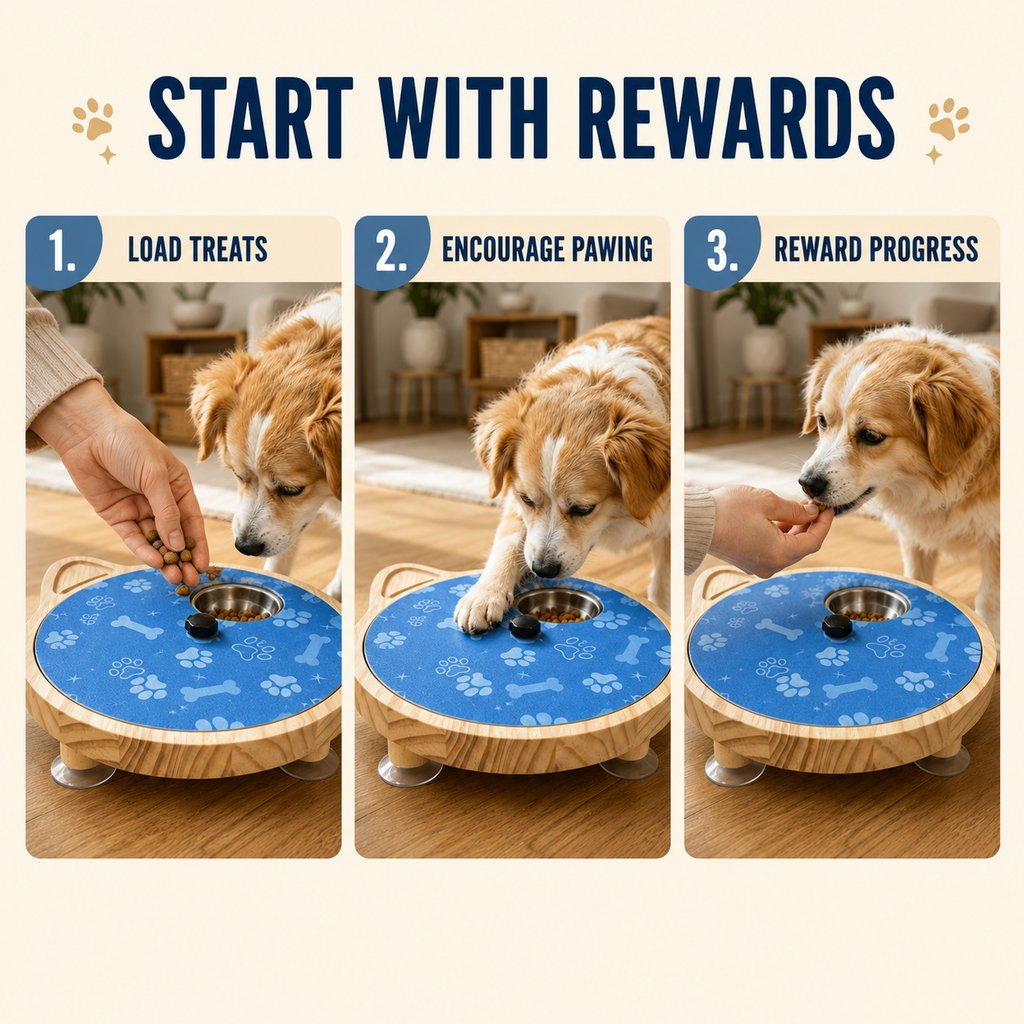 Malloren 2-in-1 Rotating Dog Nail Scratch Board & Treat Puzzle for At-Home Front-Paw Care - Designed for Dogs That Dislike Clippers