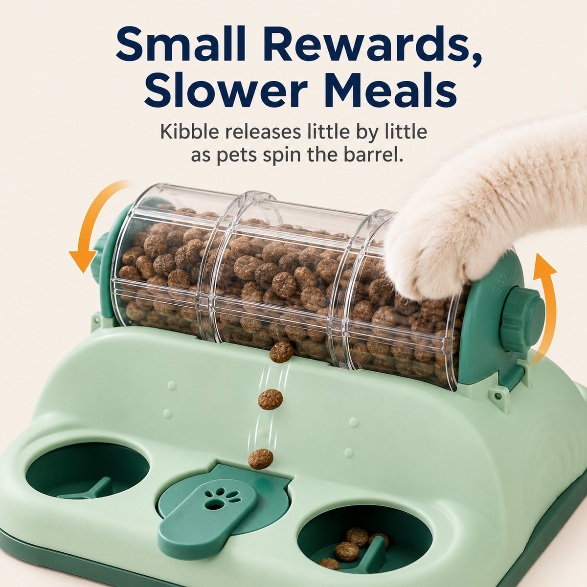 Malloren Indoor Rotating Puzzle Feeder for Cats & Small Dogs - Slow Feeding Toy for Fast Eaters & Bored Pets