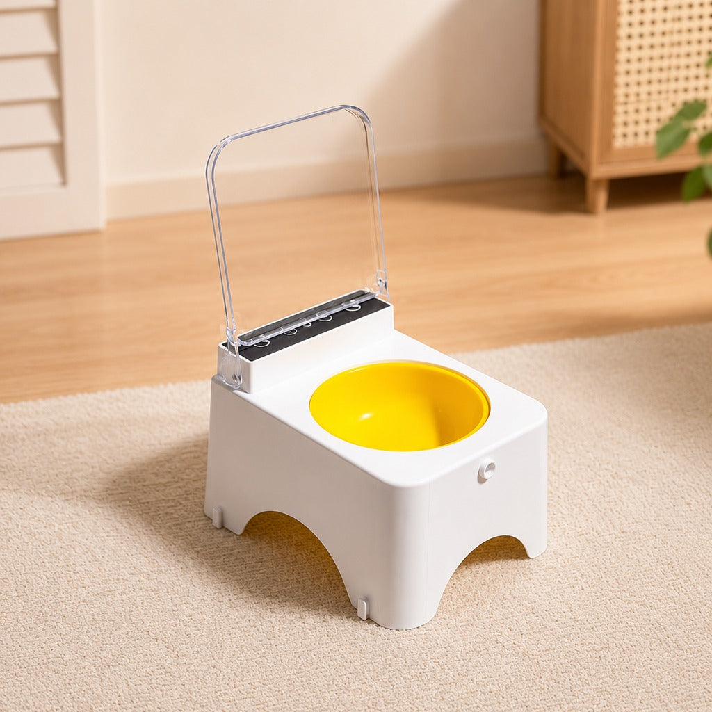 Malloren Smart Auto-Opening Covered Cat Bowl for Cleaner Indoor Feeding - Rechargeable Dustproof Cat Feeder