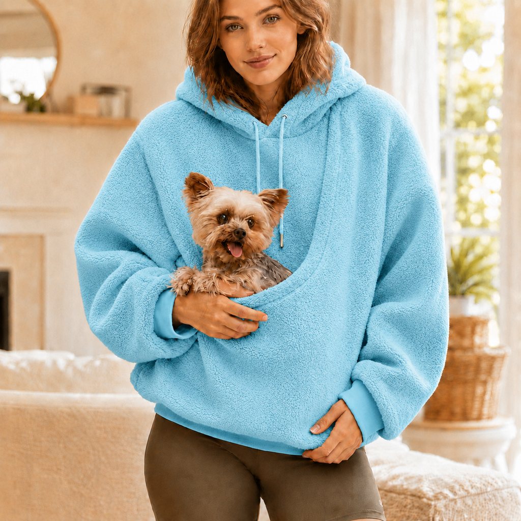 Malloren Cozy Pet Pouch Sherpa Hoodie for Small Dogs & Cats – Keep Them Close at Home & on Casual Outings